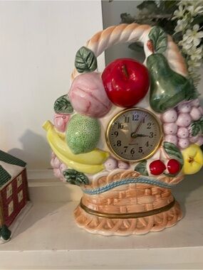 Ceramic Fruit Basket Table Clock - Multicolor Ceramic Quartz Clock